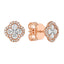 Diamond Cluster and Halo Clover Shaped Stud Earrings