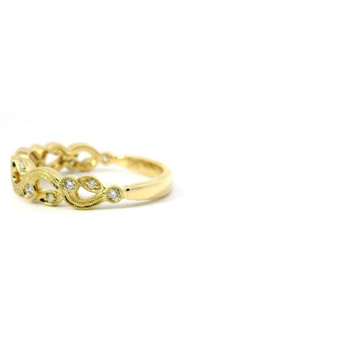 14KT YELLOW GOLD DIAMOND ACCENTED WAVE RING 130-01717