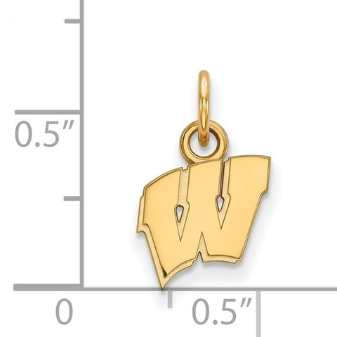 10kt Yellow Gold University of Wisconsin Letter W Extra Small Pendant