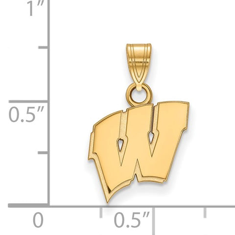 14k Yellow Gold University of Wisconsin Letter W Small Pendant