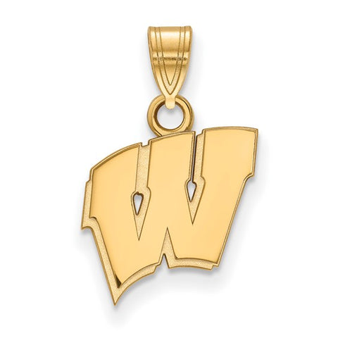 14k Yellow Gold University of Wisconsin Letter W Small Pendant
