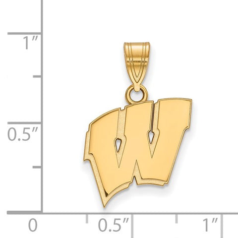 14k Yellow Gold University of Wisconsin Letter W Medium Pendant