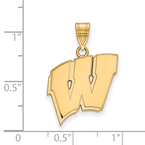 14k Yellow Gold University of Wisconsin Letter W Large Pendant
