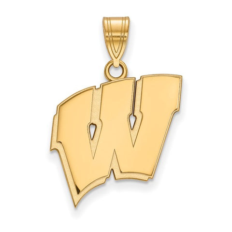 14k Yellow Gold University of Wisconsin Letter W Large Pendant