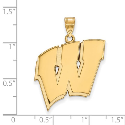 14k Yellow Gold University of Wisconsin Letter W Extra Large Pendant