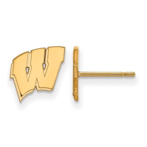 14k Yellow Gold University of Wisconsin Letter W Extra Small Post Earrings