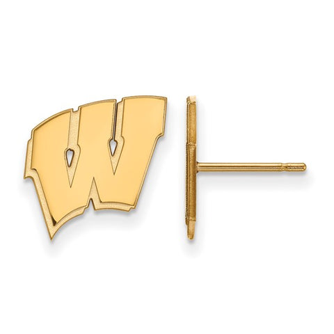 14k Yellow Gold University of Wisconsin Letter W Small Post Earrings