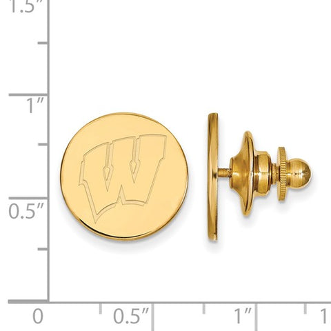 14k Yellow Gold University of Wisconsin Letter W Lapel Pin