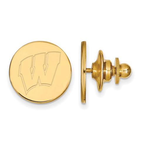 14k Yellow Gold University of Wisconsin Letter W Lapel Pin