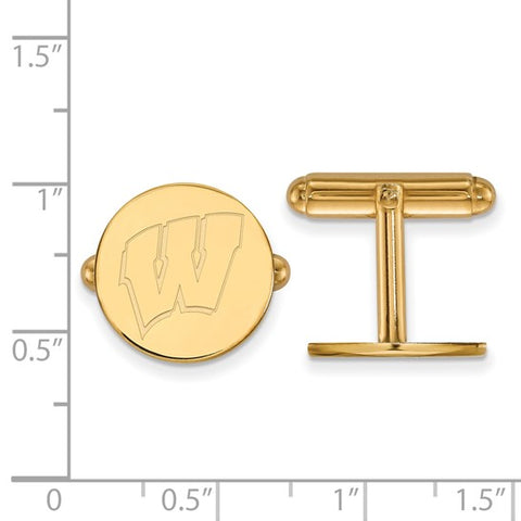 14k Yellow Gold University of Wisconsin Letter W Cuff Links