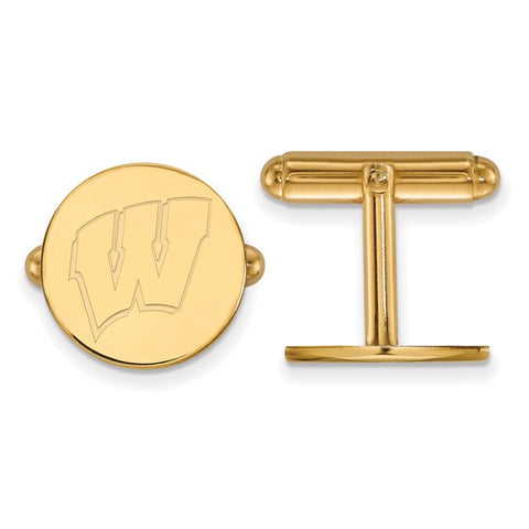 14k Yellow Gold University of Wisconsin Letter W Cuff Links