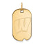 14k Yellow Gold University of Wisconsin Letter W Small Dog Tag Pendant