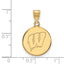 14k Yellow Gold University of Wisconsin Letter W Medium Disc Pendant