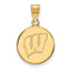 14k Yellow Gold University of Wisconsin Letter W Medium Disc Pendant