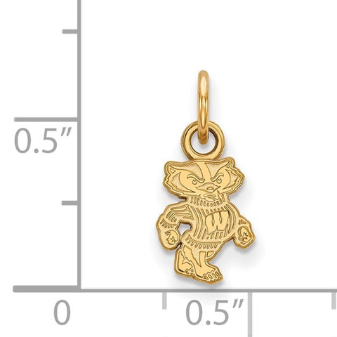 14k Yellow Gold University of Wisconsin Badger Extra Small Pendant