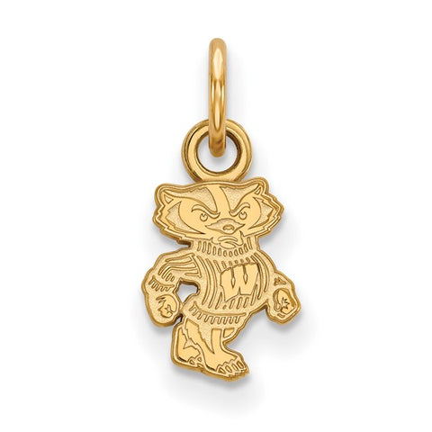 14k Yellow Gold University of Wisconsin Badger Extra Small Pendant