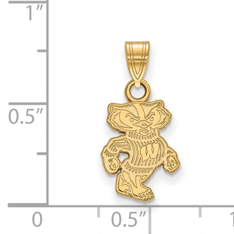 14k Yellow Gold University of Wisconsin Badger Small Pendant