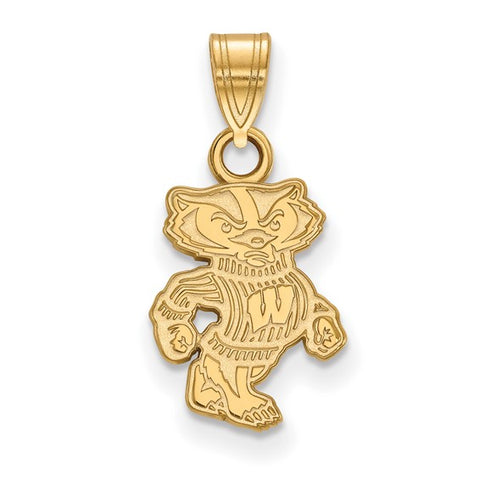 14k Yellow Gold University of Wisconsin Badger Small Pendant