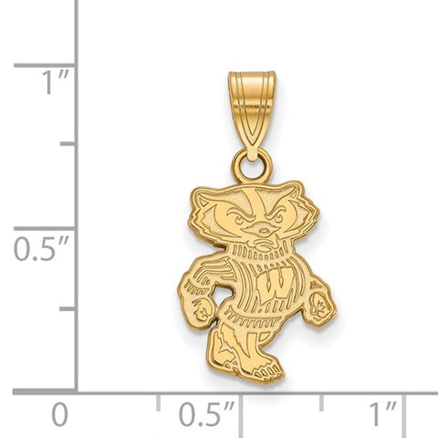 14k Yellow Gold University of Wisconsin Badger Medium Pendant