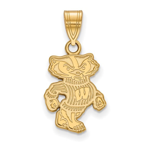 14k Yellow Gold University of Wisconsin Badger Medium Pendant