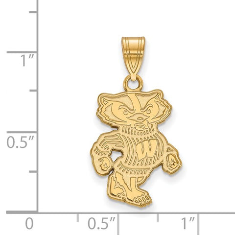 14k Yellow Gold University of Wisconsin Badger Large Pendant