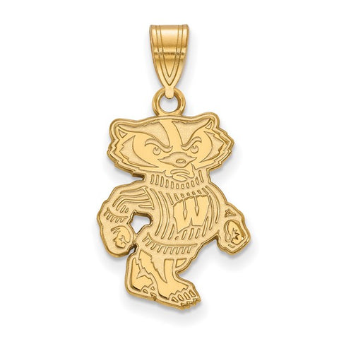 14k Yellow Gold University of Wisconsin Badger Large Pendant