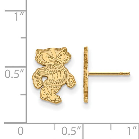 14k Yellow Gold University of Wisconsin Badger Small Post Earrings