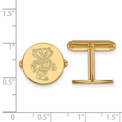 14k Yellow Gold University of Wisconsin Badger Cuff Links