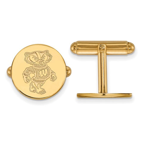 14k Yellow Gold University of Wisconsin Badger Cuff Links