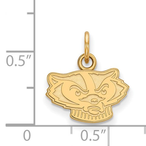 14k Yellow Gold University of Wisconsin Badger Extra Small Pendant