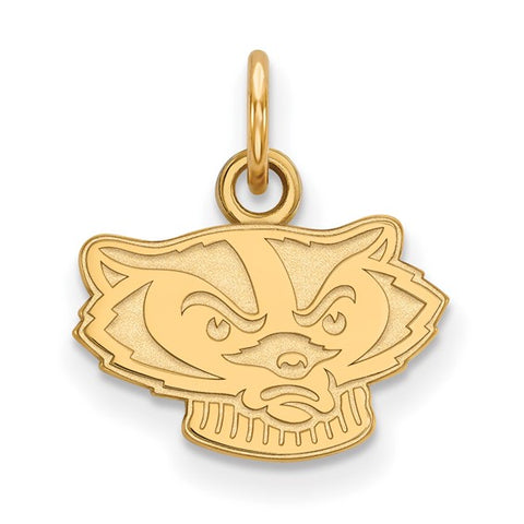 14k Yellow Gold University of Wisconsin Badger Extra Small Pendant