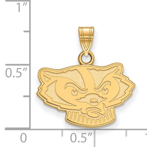14k Yellow Gold University of Wisconsin Badger Small Pendant