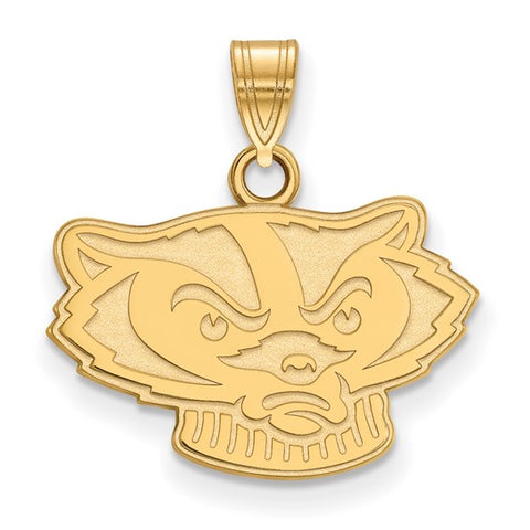 14k Yellow Gold University of Wisconsin Badger Small Pendant