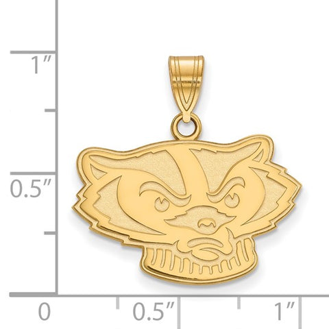 14k Yellow Gold University of Wisconsin Badger Medium Pendant