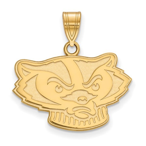 14k Yellow Gold University of Wisconsin Badger Medium Pendant