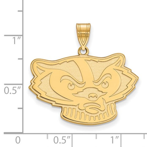 14k Yellow Gold University of Wisconsin Badger Large Pendant