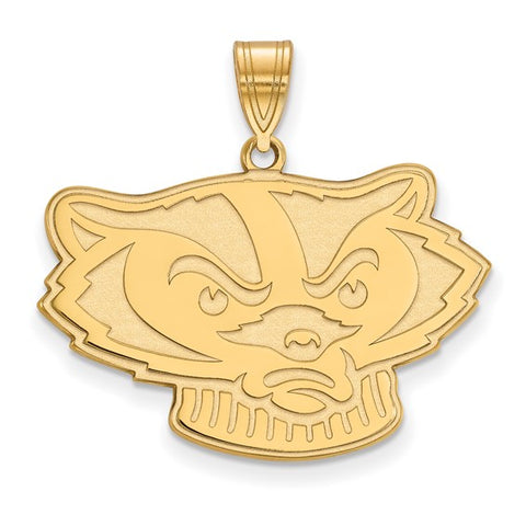 14k Yellow Gold University of Wisconsin Badger Large Pendant