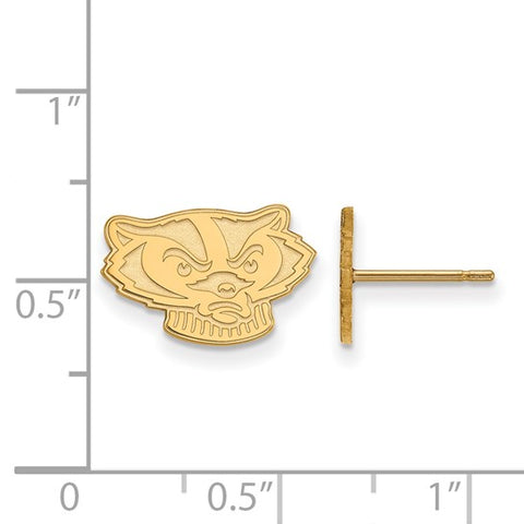 14k Yellow Gold University of Wisconsin Badger Extra Small Post Earrings