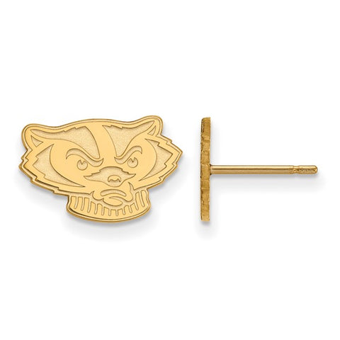 14k Yellow Gold University of Wisconsin Badger Extra Small Post Earrings