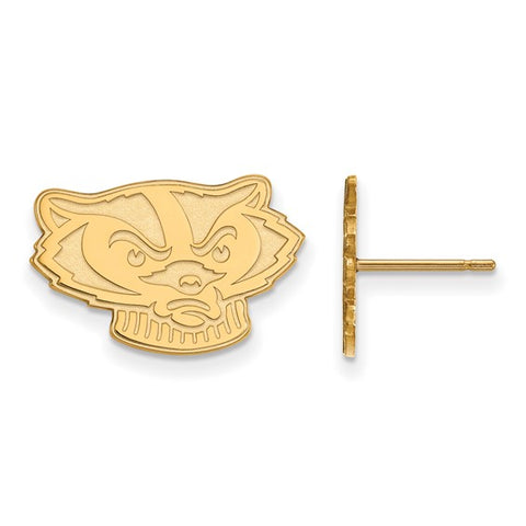 14k Yellow Gold University of Wisconsin Badger Small Post Earrings
