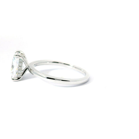 14KT WHITE GOLD HIDDEN HALO SOLITAIRE RING FOR  1.5CT EMERALD CUT CENTER STONE 140-08438