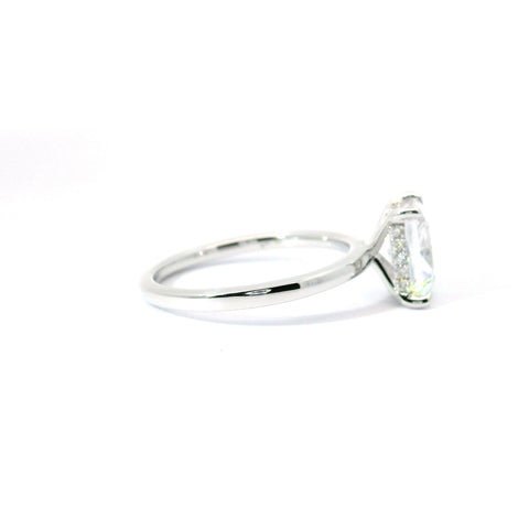 14KT WHITE GOLD HIDDEN HALO SOLITAIRE RING FOR  1.5CT EMERALD CUT CENTER STONE 140-08438