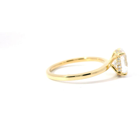 14KT YELLOW GOLD HIDDEN HALO SOLITAIRE RING FOR A 1.5CT OVAL CENTER STONE 140-08439
