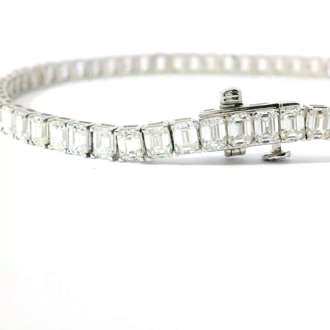 18KT WHITE GOLD 9CTW EMERALD CUT DIAMOND TENNIS BRACELET JOB3430ST-X1-9.00CT-VJ