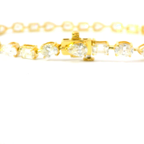 18KT YELLOW GOLD 8.5CTW MULTI-SHAPED DIAMOND TENNIS BRACELET KB36373-VJ
