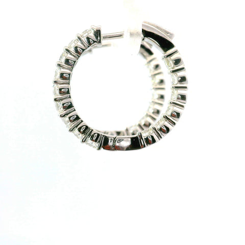 14KT WHITE GOLD 2CTW ROUND DIAMOND INSIDE/OUT HOOPS KE35360-2.00CT-VJ