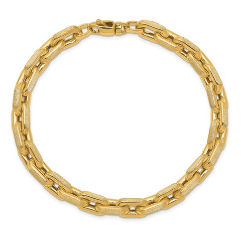 14k Polished and Textured Fancy Link 7.5 Inch Bracelet