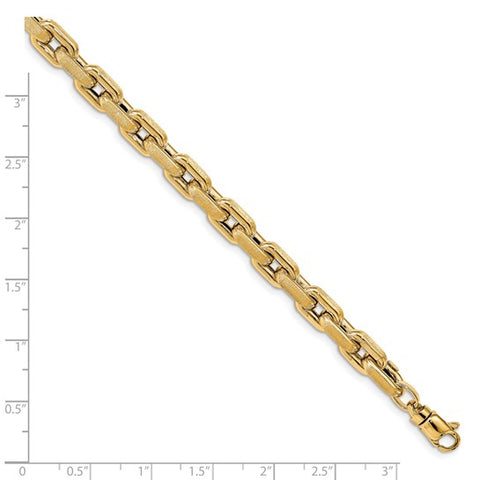 14k Polished and Textured Fancy Link 7.5 Inch Bracelet