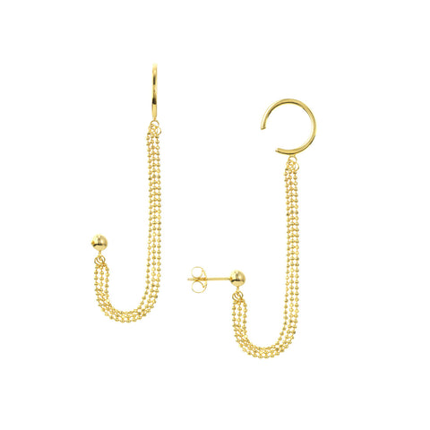 MIDAS Triple D/C Bead Chain Drape Earrings with Ear Cuff MF037036