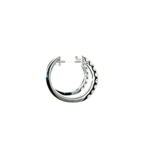 14KT WHITE GOLD HUGGIE DIAMOND HOOP EARRINGS 150-07185